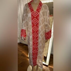 Charter Club Red and Beige Patterned Dress